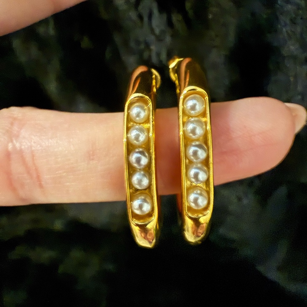 Notion the Label Gold and Pearl Hoop Earrings